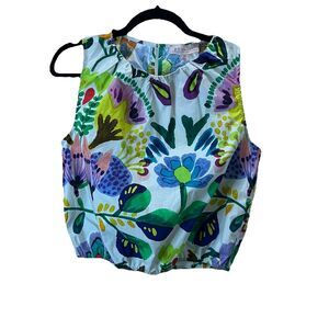 Philosophy Republic Clothing Watercolor Floral Sleeveless Crop Top Womens Size M